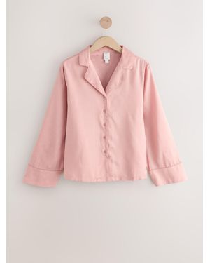 Next Satin Jacquard Button Through Pajamas Top - Pink