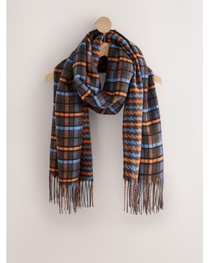 Next Check Print Midweight Scarf - Brown