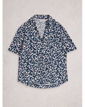 White Stuff Annie Short Sleeve Cotton Jersey Shirt - Blue
