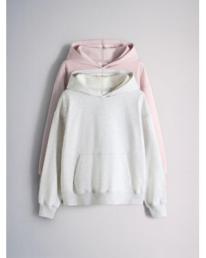 The Set 2 Pack Sweat Hoodies/ Marl - White