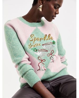 JD Williams Sparkle Season Argyle Sweater - Gray