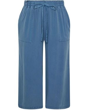Yours Curve Chambray Culottes Trousers - Blue