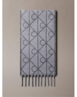 Calvin Klein Warm Wool Blend Logo Scarf - Gray