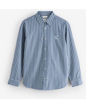 Calvin Klein Relaxed Cotton Poplin Stripe Shirt - Blue