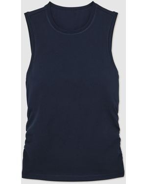 Reiss Crew-Neck Ruched Sports Vest - Blue