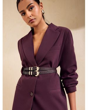 Friends Like These Burgundy Double Buckle Waist Belt - Purple