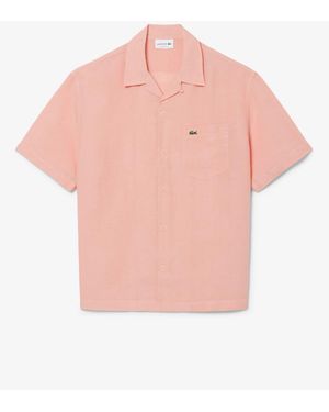 Lacoste Hemd Mit Lockerer Passform Aus Leinen Mit Kurzen Ärmeln - Pink