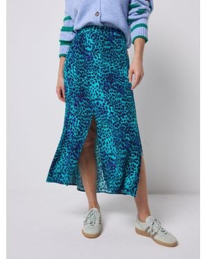 Scamp & Dude Leopard Ray Split Front Skirt - Blue