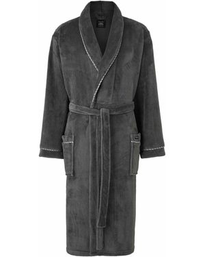 Savile Row Company Leichter, Weicher Fleece-Bademantel Mit Seilkante - Grau
