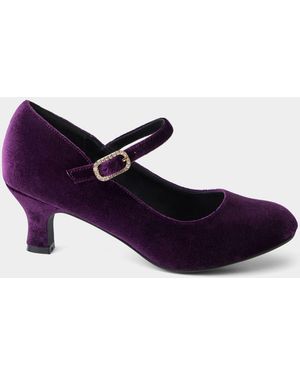 Joe Browns Valeria Velvet Mary Jane Shoes - Purple