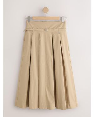 Next Pleated Midi Skirt - Natural