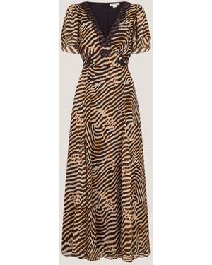 Monsoon Annie Animal Print Midi Dress - Natural