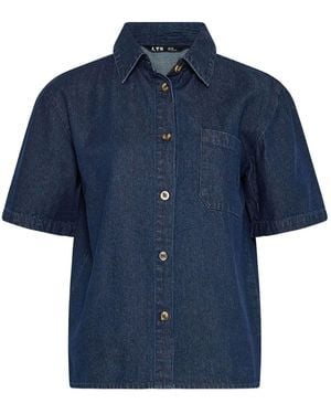 Long Tall Sally Denim Short Sleeve Shirt - Blue