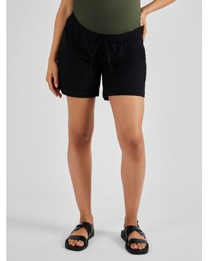 Jojo Maman Bébé Linen Blend Drawstring Waist Maternity Shorts - Black