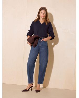 Friends Like These Mid Wash Denim Barrel Jeans - Blue