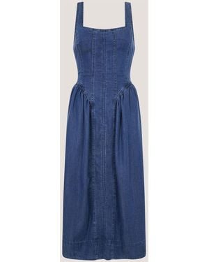 Monsoon Delia Denim Midi Corset Dress - Blue