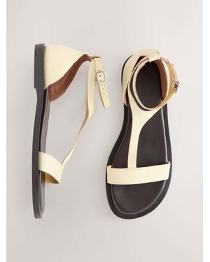 Next Buttermilk Leather Standard/Wide Fit Forever Comfort T-Bar Strappy Sandals - Yellow