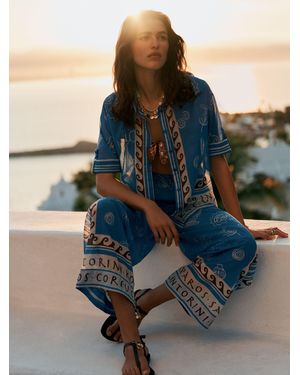Next Lightweight Pull On Wide Leg Pants - Blue