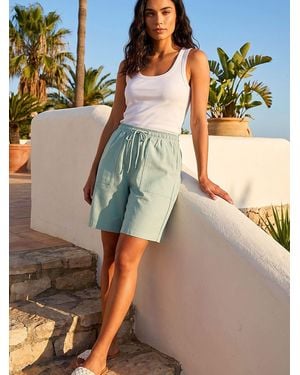 Roman Drawcord Stretch Culottes Shorts - Gray