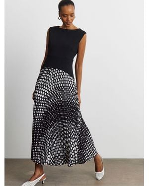 Joanna Hope Sleeveless Jersey Mix Dress With Printed Chiffon Skirt - White