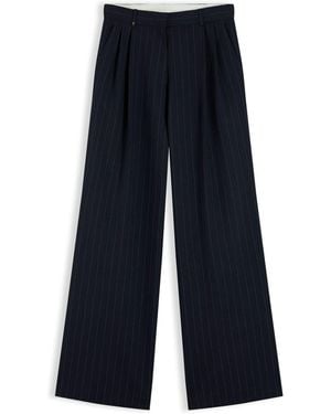 Tommy Hilfiger Pleated Twill Wide Leg Pants - Blue