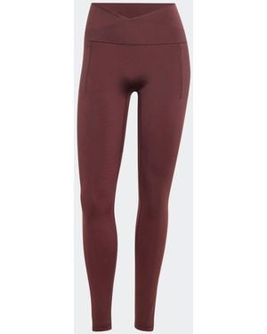 adidas 3-Stripes Studio Crossover Leggings - Red