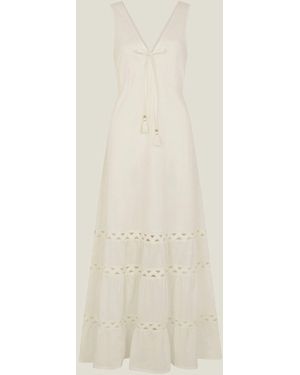 Accessorize 100% Baumwolle Besticktes Maxikleid - Natur