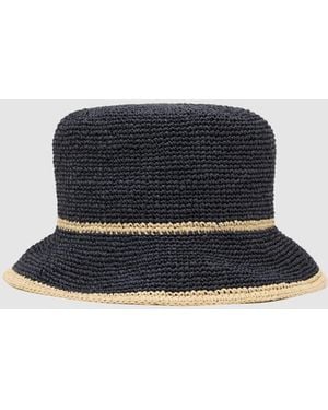 Reiss Edith Tipped Straw Effect Hat - White