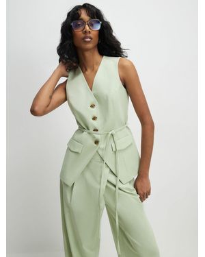 River Island Sleeveless Tie Detail Waistcoat - Green