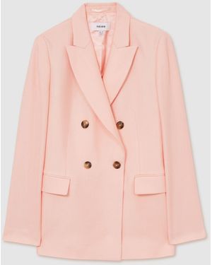 Reiss Magda Double-Breasted Peak-Lapel Suit Jacket - Pink