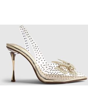 River Island Bridal Butterfly Perspex Slingback Court Heels - Natural