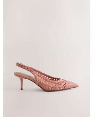 Next Standard/Wide Fit Forever Comfort Raffia Point Toe Slingback Heels - Pink