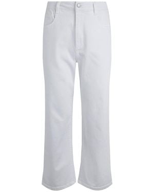 Weird Fish Soulina Wide Leg Cropped Denim Jeans - White