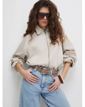 River Island Zip Through Harrington Jacket - Natural