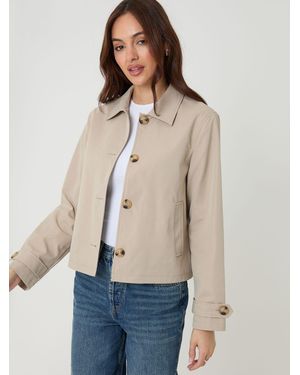 Threadbare Cropped Trench Coat - Natural