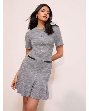 Friends Like These Jersey Pep Hem Pu Leather Trim Mini Dress - Gray