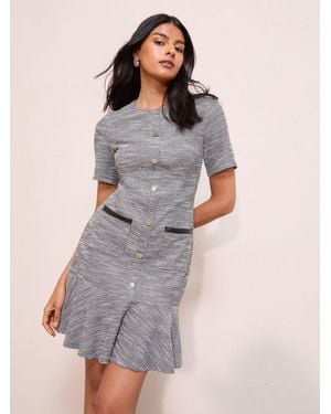 Friends Like These Jersey Pep Hem Pu Leather Trim Mini Dress - Grau