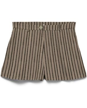 Vero Moda Mid Rise Tailored Shorts With A Touch Of Linen - Brown