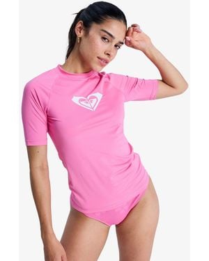 Roxy Wholehearted Short Sleeve Logo Rash Vest - Pink