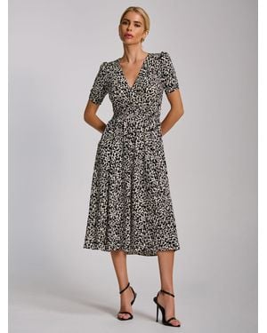 Jolie Moi Short Sleeve Printed Jersey Midi Dress - Gray