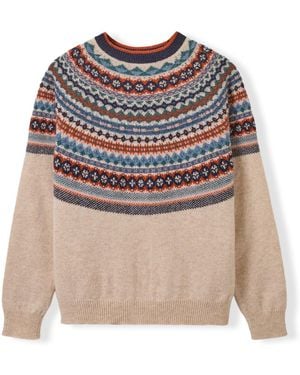 Celtic & Co. Alpine Yoke Fair Isle Sweater - Natural