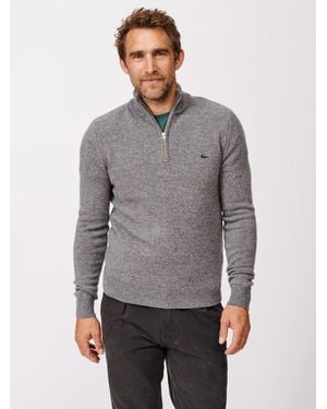 aubi Pepper Lambswool Zip Neck Jumper - Grey