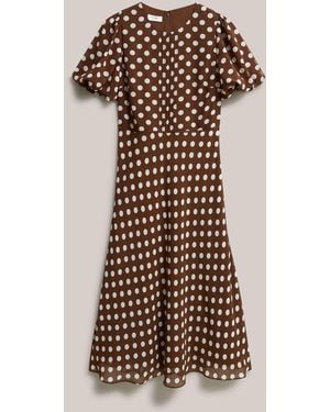 Hobbs Dorothy Spot Midi Dress - Natural