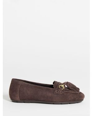 JD Williams Extra Wide Fit Tassle Detail Flat Loafers - Brown