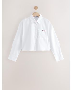 Next Casual Long Sleeve Cropped Shirt - White