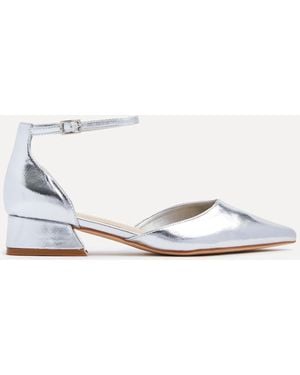 Linzi Wide Fit Dolly Low Block Court Heels - Natural