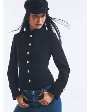 River Island Long Sleeve High Neck Military Jacket - Blue