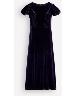 Boden Draped Sleeve Velvet Dress - Blue