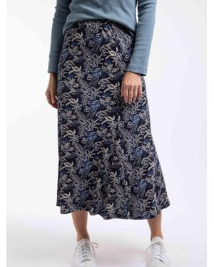 Weird Fish Ares Printed Jersey A-Line Maxi Skirt - Blue