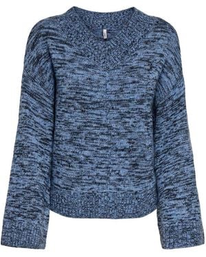 ONLY Soft V-Neck Knitted Pullover Sweater - Blue